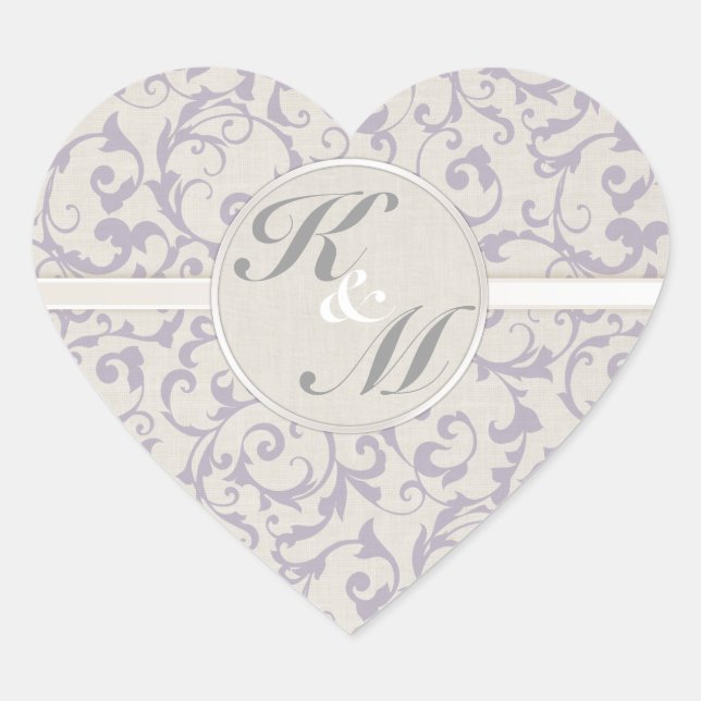 SmartElegance lavender Wedding Collection Heart Sticker (Front)