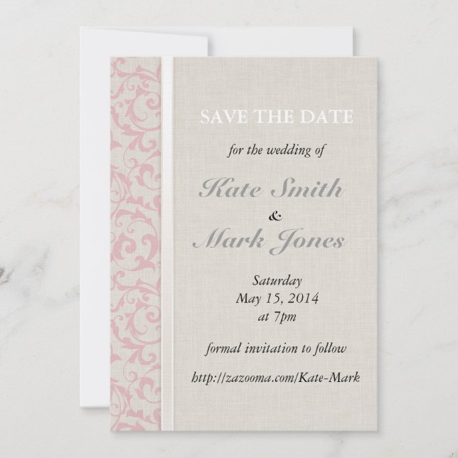 SmartElegance Pink Wedding Collection Save The Date (Front)