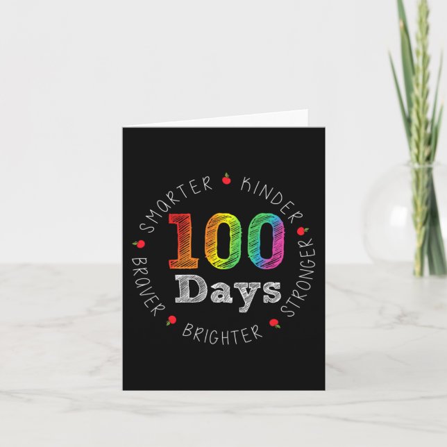 Smarter Kinder Stronger Brighter 100 Days Of Schoo Card (Front)