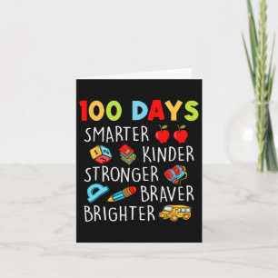 Smarter Kinder Stronger Brighter 100 Days Of Schoo Card
