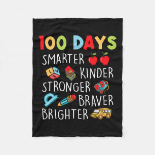 Smarter Kinder Stronger Brighter 100 Days Of Schoo Fleece Blanket