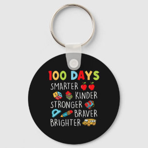 Smarter Kinder Stronger Brighter 100 Days Of Schoo Keychain