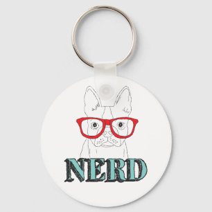 Smartest Boston Terrier Black and White Cute Puppy Keychain