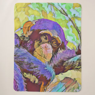 smartmix animal - chimpanzee 3 sherpa blanket