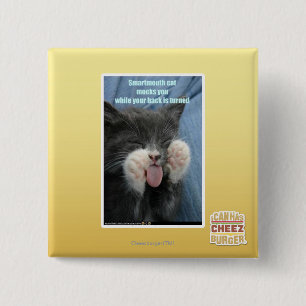 Smartmouth cat 2 inch square button