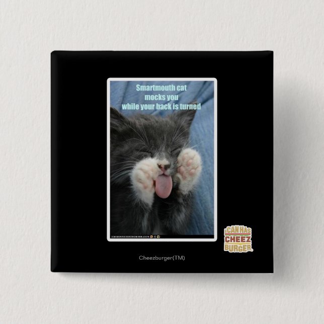 Smartmouth cat 2 inch square button (Front)