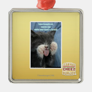 Smartmouth cat metal ornament