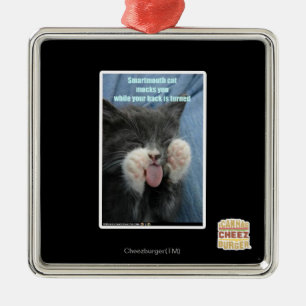 Smartmouth cat metal ornament