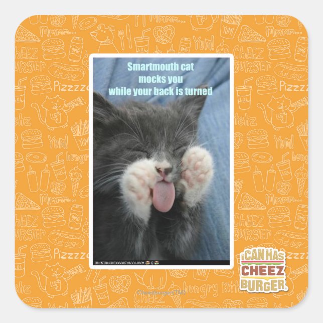 Smartmouth cat square sticker (Front)