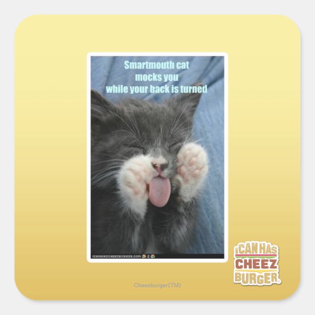 Smartmouth cat square sticker (Front)