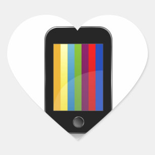 Smartphone with colourful screen heart sticker