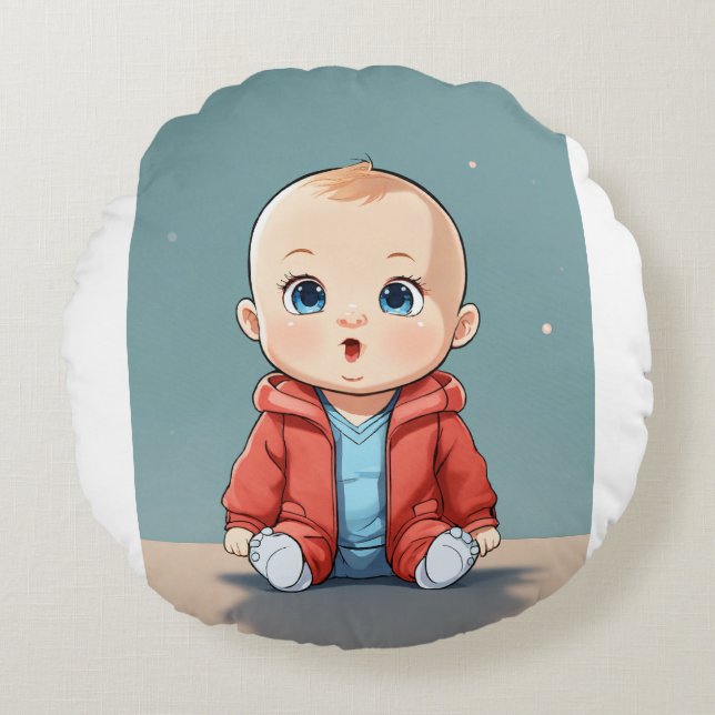 Smarty Baby – Tiny Thinker Face Round Pillow (Front)