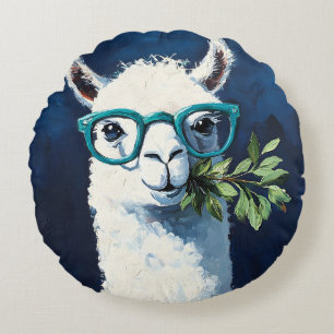 Smarty Llama Chic Round Pillow