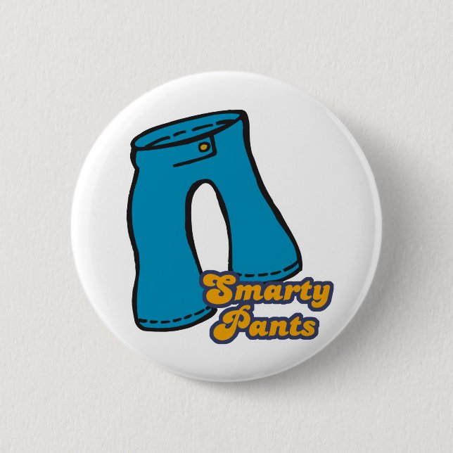 smarty pants 2 inch round button (Front)
