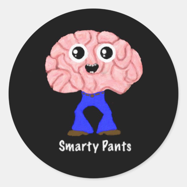 Smarty Pants Brain Classic Round Sticker (Front)