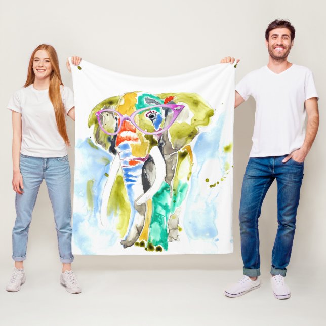 Smarty-Pants Elephant Fleece Blanket (In Situ)
