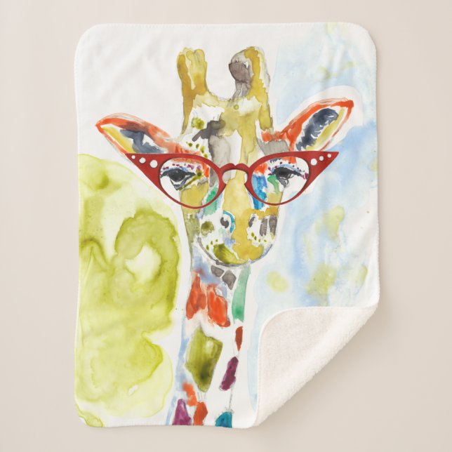 Smarty-Pants Giraffe Sherpa Blanket (Front)