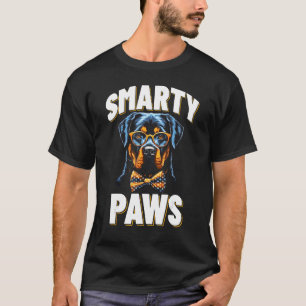 Smarty Paws   Rottweiler Dog Wearing Glasses T-Shirt