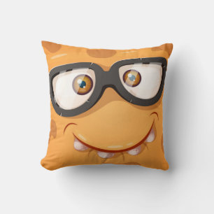 Smarty The Orange Monster Throw Pillow
