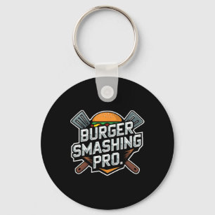 Smash Burger Lover Grilled Cheeseburger Flat Top C Keychain