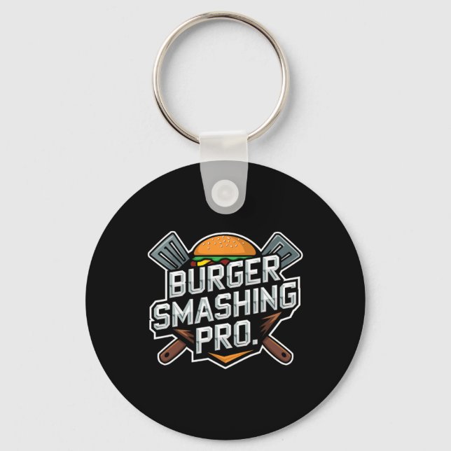 Smash Burger Lover Grilled Cheeseburger Flat Top C Keychain (Front)