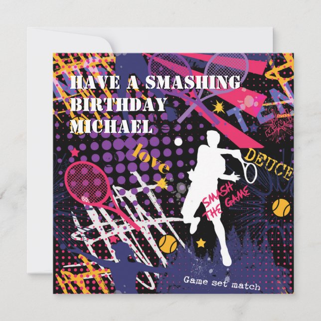 🎾 Smash d'anniversaire Tennis carte plate (Devant)