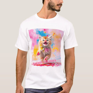 Smash in Colours – Playful Holi Kitten! T-Shirt