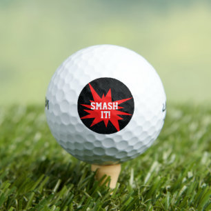 SMASH IT! Funny Black Red Smack Talk Golfer Joke Golf Balls