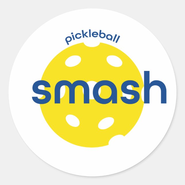 Smash it Yellow Pickle ball Classic Round Sticker (Front)