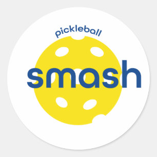 Smash it Yellow Pickle ball Classic Round Sticker