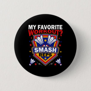 Smash Reps Badminton Game Day Racquets Shuttles Qu 2 Inch Round Button