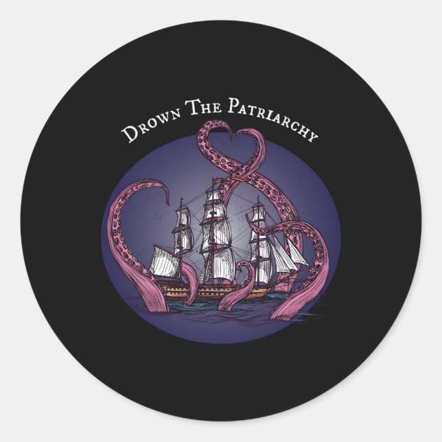 Smash The Patriarchy Feminist Octopus Feminism Classic Round Sticker (Front)