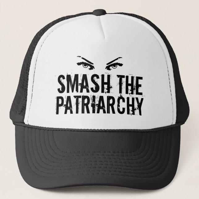 Smash the Patriarchy Feminist Quote Female Eyes Trucker Hat (Front)
