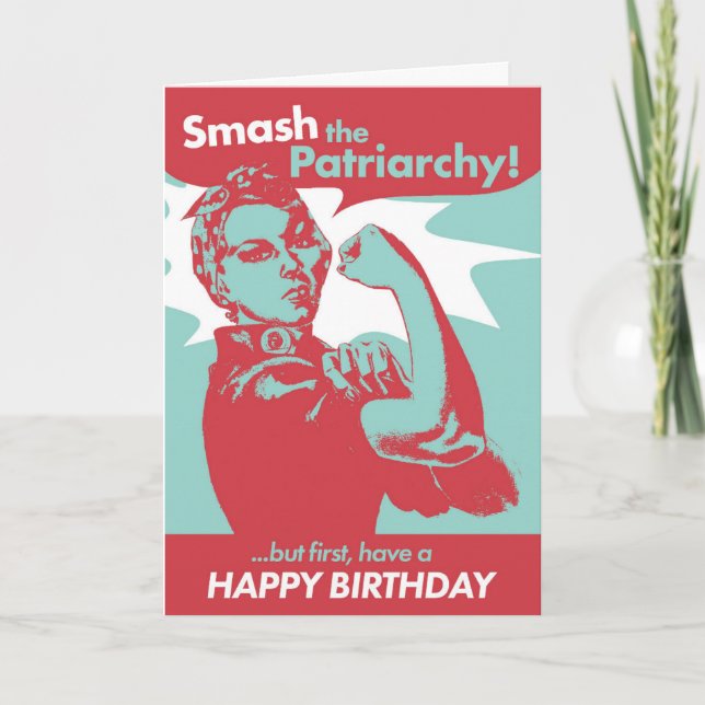 Smash the Patriarchy Funny Feminist Birthday Card (Front)