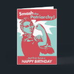 Smash the Patriarchy Funny Feminist Birthday Card<br><div class="desc">The cover of the card says it all,  and the inside is blank for your personal message! You can also add a message using the "Edit Design" button. A fun and rebellious vintage design in mint green and dark red.</div>