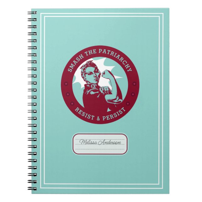 Smash the Patriarchy Rosie the Riveter Custom Name Notebook (Front)