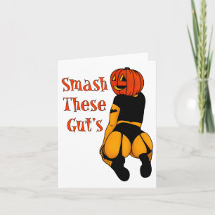 Smash These Gut's Funny Pumpkin Halloween Joke  Card
