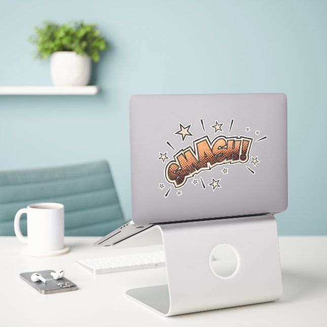 SMASH! Vintage Comic Book Steampunk Pop Art (Laptop On Desk)