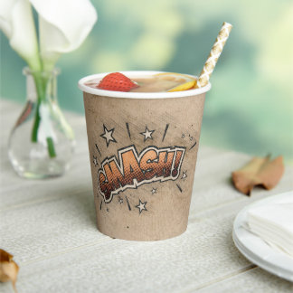 SMASH! Vintage Comic Book Steampunk Pop Art Paper Cups