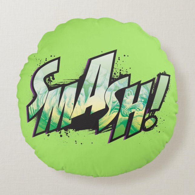 SMASH! Word Graphic Round Pillow (Front)