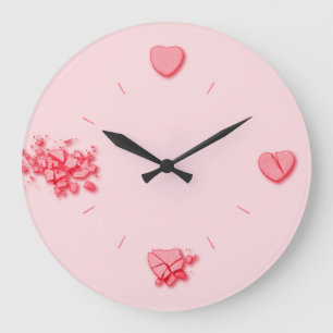 Smashed Candy Hearts Large Clock