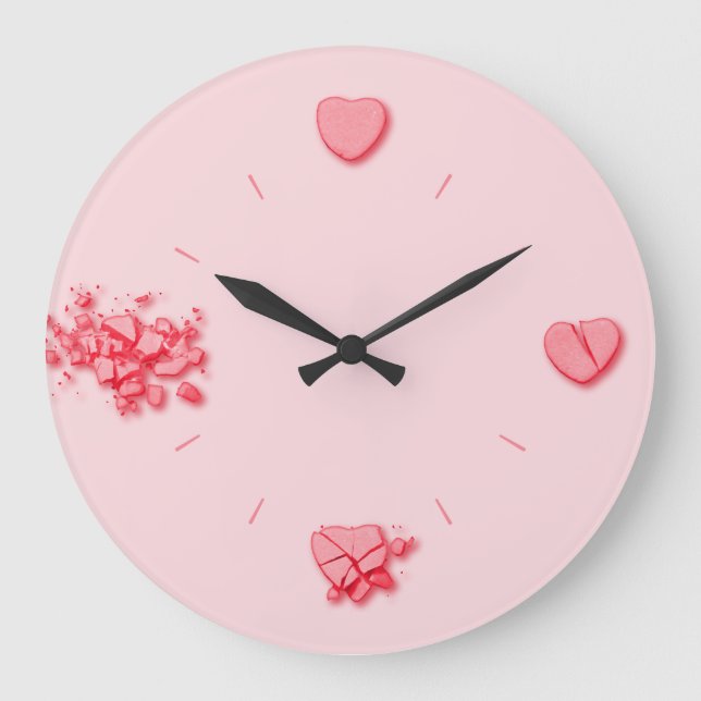 Smashed Candy Hearts Large Clock (Front)