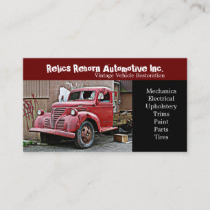 Smashed Front Window Old Truck Repair Shop Business Card