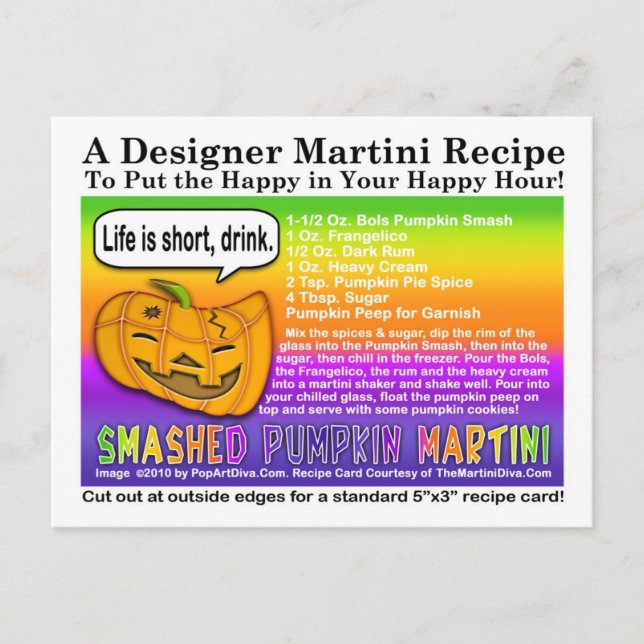 Smashed Pumpkin Halloween Martini Recipe Postcard (Front)