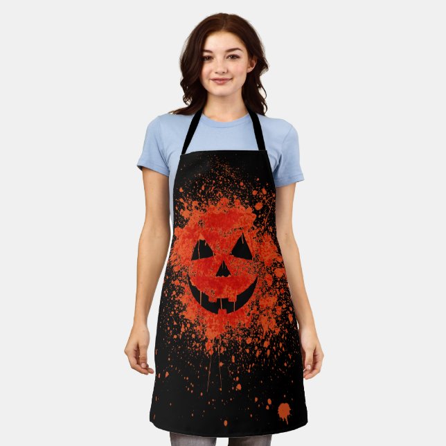 Smashed Pumpkin Jack O'lantern Apron (Worn)