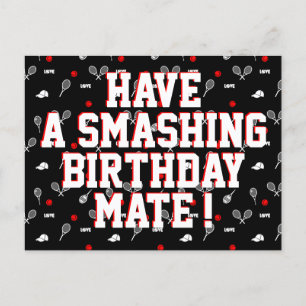 🖤❤️🤍 smashing birthday tennis holiday postcard
