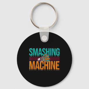 Smashing Machine Shuttle Retro Birdie Badminton Keychain
