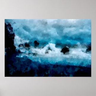 Smashing waves of a roaring ocean | Landscape  Poster