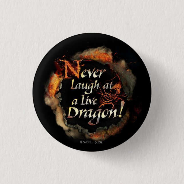 SMAUG™ - Never Laugh Logo Graphic 1 Inch Round Button (Front)