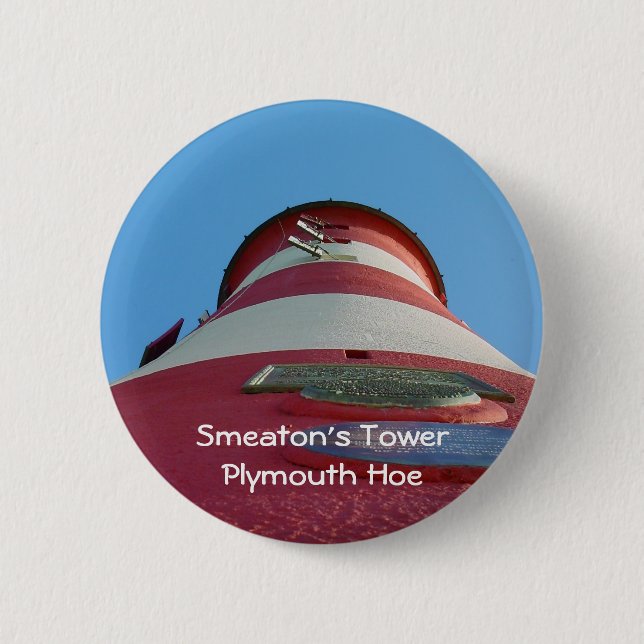 Smeaton's Tower Lighthouse, Plymouth Hoe 2 Inch Round Button (Front)